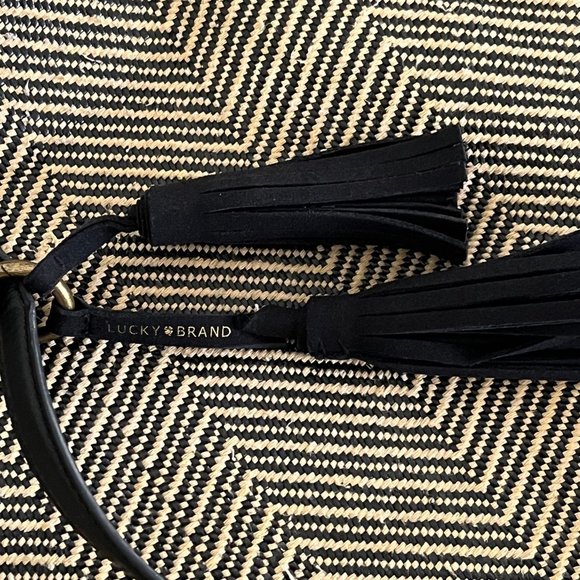 Lucky Brand black & tan large crossbody tote handbag - Picture 5 of 10